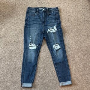 American Eagle Outfitters Dark Blue Distressed Jeans